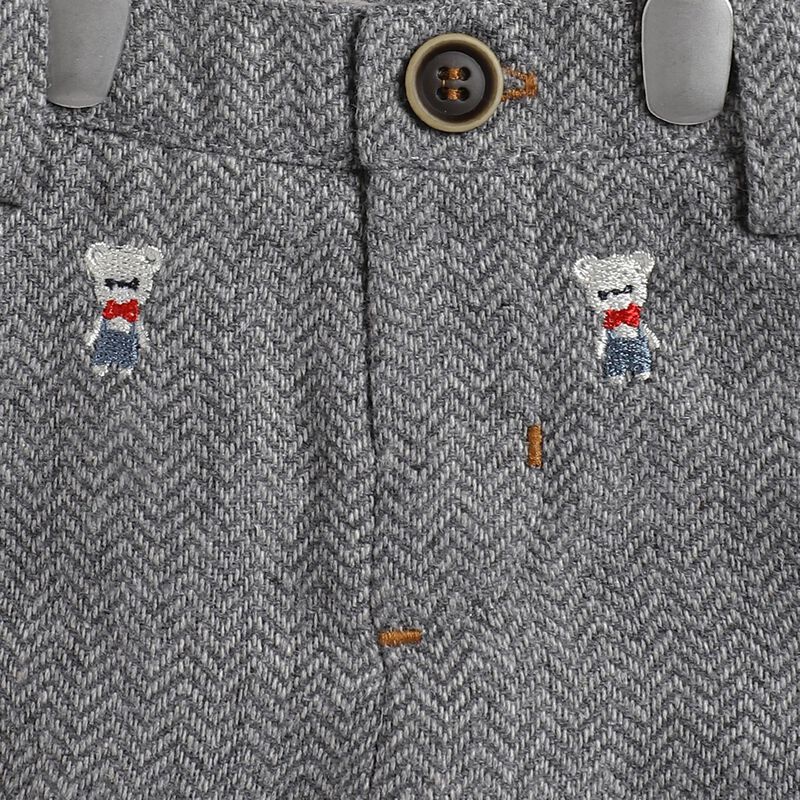 Boys Medium Grey Flannel Long Trousers image number 2